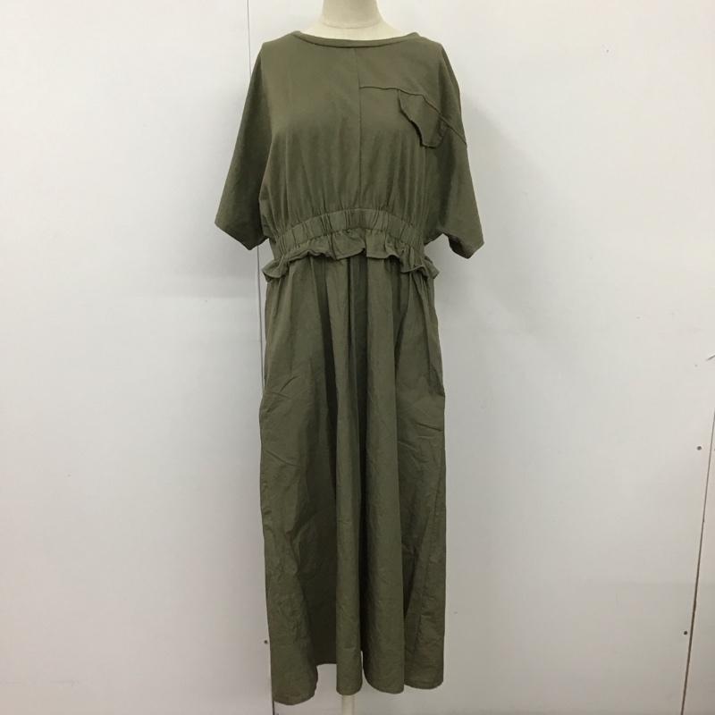ビームス ハート BEAMS HEART ワンピース ロングスカート 半袖ロングワンピース フレアスカート 切り替えワンピース 無地 カーキ / カーキ /  レディース USED 古着 中古 10115170