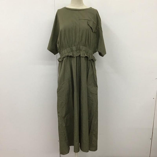 ビームス ハート BEAMS HEART ワンピース ロングスカート 半袖ロングワンピース フレアスカート 切り替えワンピース 無地 カーキ / カーキ /  レディース USED 古着 中古 10115170