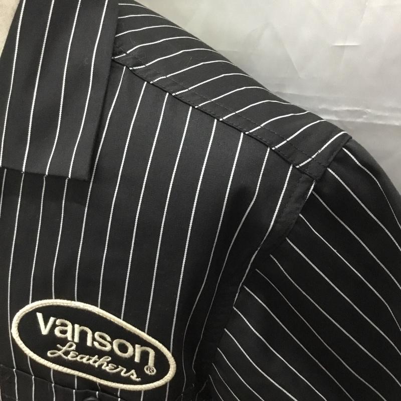 ヴァンソン VANSON シャツ、ブラウス 半袖 M ストライプ 黒 / ブラック /  メンズ USED 古着 中古 10108955