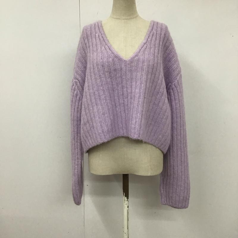 ザラ ZARA ニット、セーター 長袖 9598 161 612 Vネック M 無地 紫 / パープル /  レディース USED 古着 中古 10119618