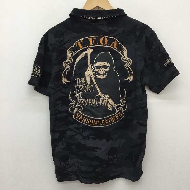 ヴァンソン VANSON ポロシャツ 半袖 武装戦線 M スカル 黒 / ブラック /  メンズ USED 古着 中古 10145809