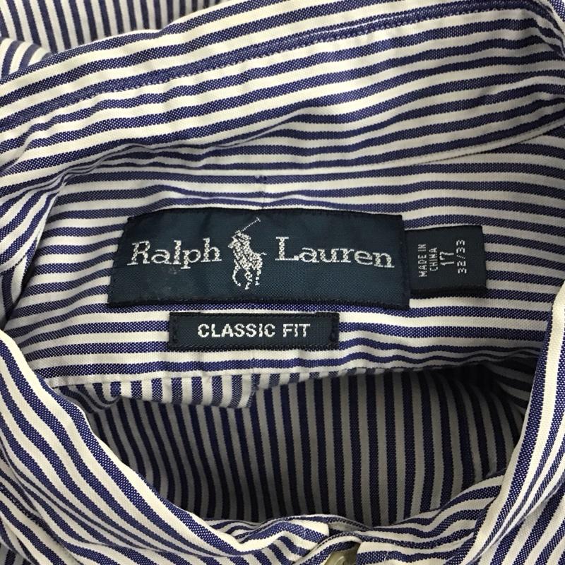 ラルフローレン RALPHLAUREN シャツ、ブラウス 長袖 ボタンダウンシャツ ストライプ 白 / ホワイト / X 青 / ブルー /  メンズ USED 古着 中古 10123340