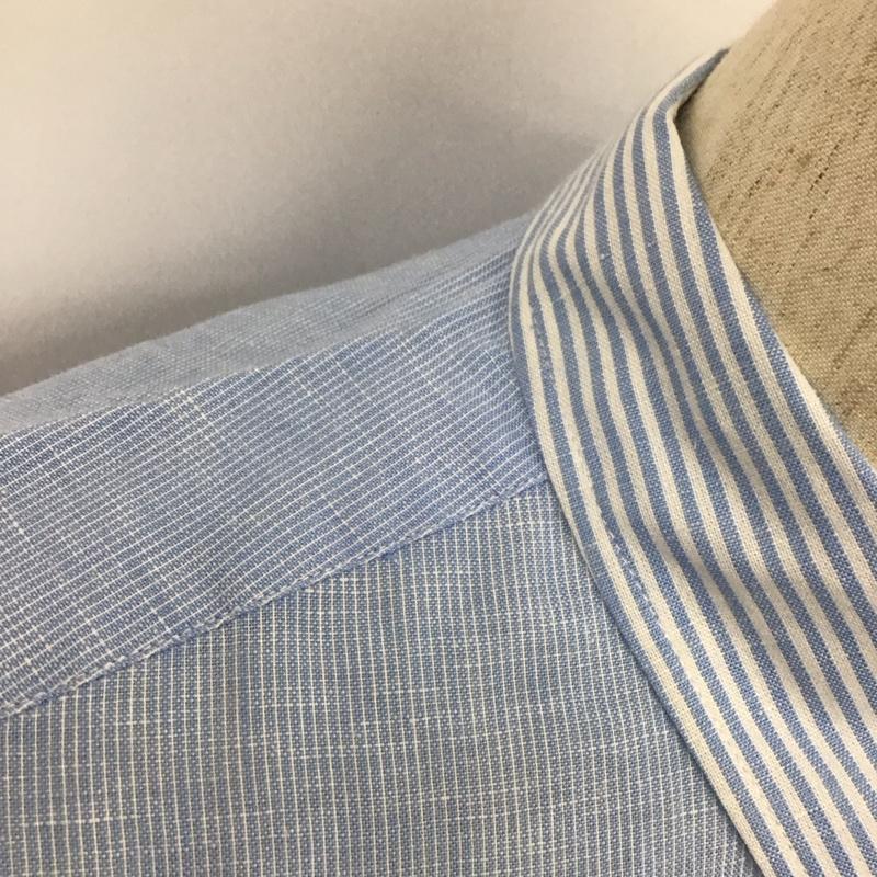 エディーバウアー Eddie Bauer シャツ、ブラウス 半袖 S ストライプ 白 / ホワイト / X 水色 / ライトブルー /  メンズ USED 古着 中古 10111204