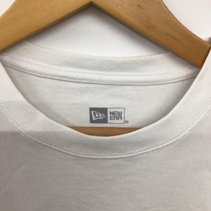ニューエラ NEW ERA Tシャツ 半袖 クルーネック バックロゴ 刺繍 L ロゴ、文字 白 / ホワイト /  メンズ USED 古着 中古 10146536