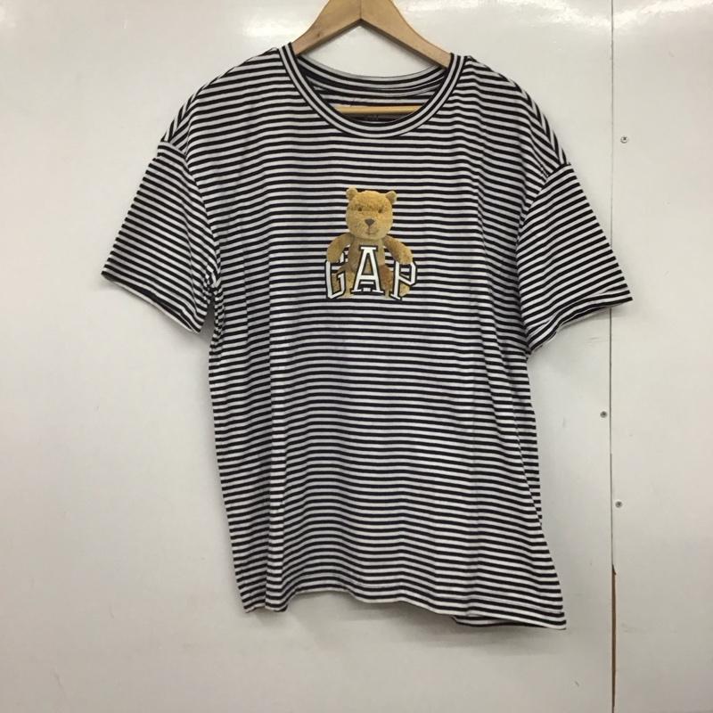 ギャップ GAP Tシャツ 半袖 半袖カットソー プリントTシャツ クルーネックカットソー M ボーダー柄 X プリント 白 / ホワイト / X 紺 / ネイビー /  メンズ USED 古着 中古 10148054