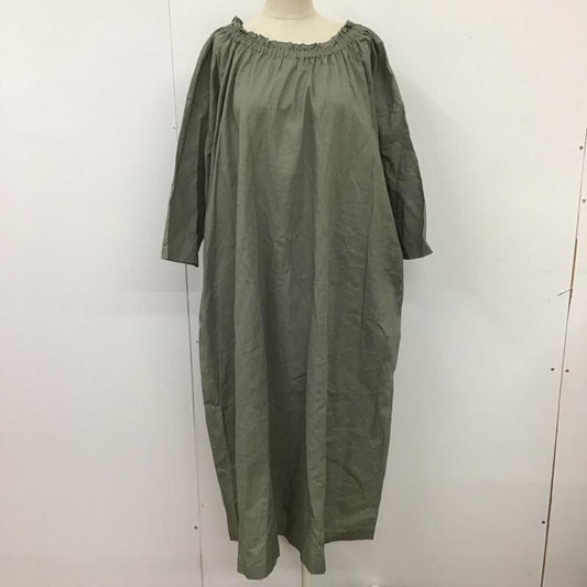 サマンサモスモス Samansa Mos2 ワンピース ロングスカート 半袖シャツワンピース ロングワンピース ノーカラーシャツワンピース FREE 無地 カーキ / カーキ /  レディース USED 古着 中古 10113808