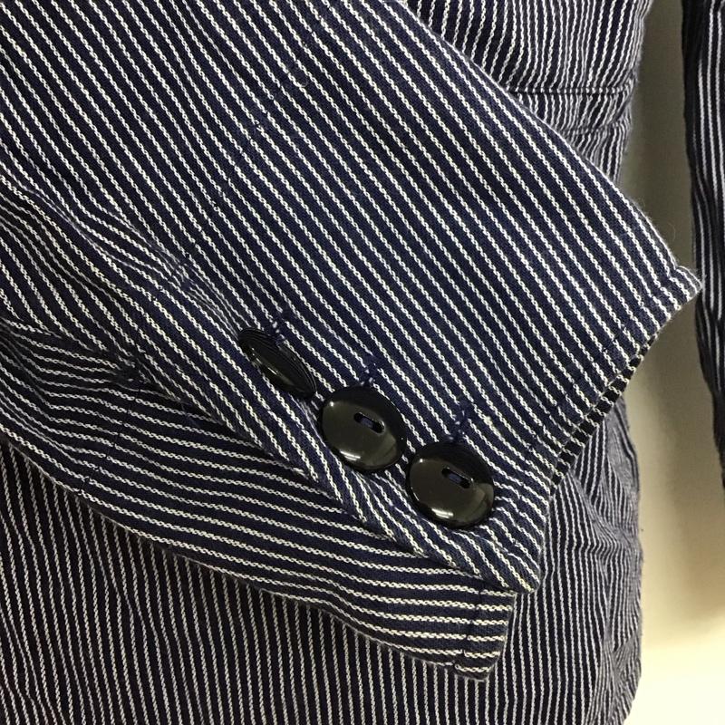 古着 USED シャツ、ブラウス 長袖 長袖シャツ カラーシャツ ポケットシャツ 長袖カットソー otscher 古着 46 ストライプ 紺 / ネイビー /  メンズ USED 古着 中古 10124493