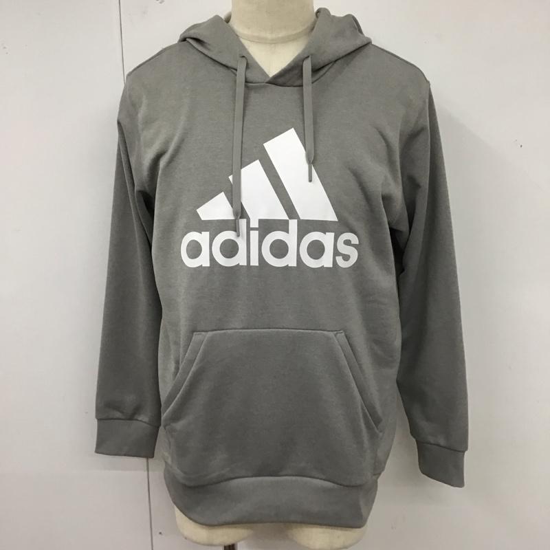 アディダス adidas パーカー 長袖 BR0998 スウェット プルオーバー フーディー ロゴ、文字 灰 / グレー /  メンズ USED 古着 中古 10123278