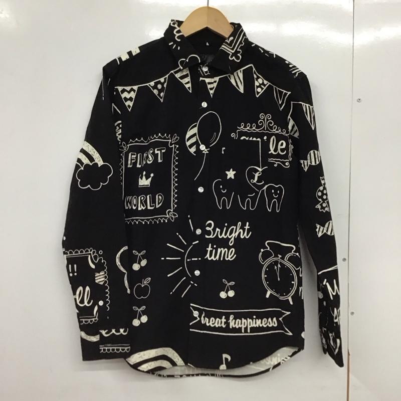 ロフトスキー rovtski シャツ、ブラウス 長袖 長袖シャツ プリントシャツ カラーシャツ M プリント 黒 / ブラック /  メンズ USED 古着 中古 10150120