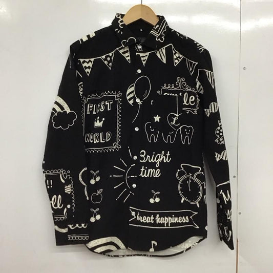 ロフトスキー rovtski シャツ、ブラウス 長袖 長袖シャツ プリントシャツ カラーシャツ M プリント 黒 / ブラック /  メンズ USED 古着 中古 10150120