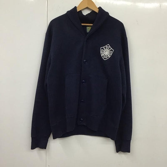 アベイシングエイプ A BATHING APE カーディガン 長袖 長袖カーディガン 前ボタン スウェットカーディガン L ロゴ、文字 紺 / ネイビー /  メンズ USED 古着 中古 10132423
