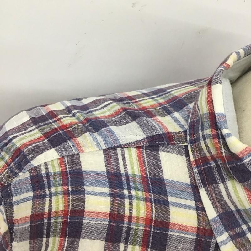 トミーヒルフィガー TOMMY HILFIGER シャツ、ブラウス 長袖 0887852408 ボタンダウン リネン タグ付き チェック M ワンポイント マルチカラー / マルチカラー /  メンズ USED 古着 中古 10112671