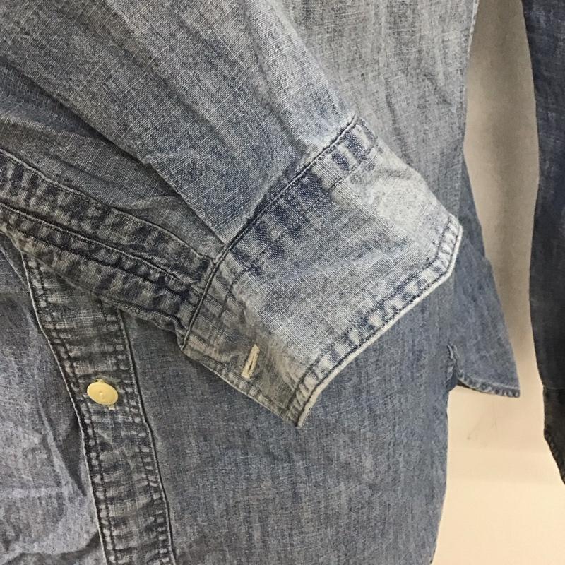 ポロラルフローレン POLO RALPH LAUREN シャツ、ブラウス 長袖 ワークシャツ デニムシャツ バックプリント M ロゴ、文字 青 / ブルー /  メンズ USED 古着 中古 10123671