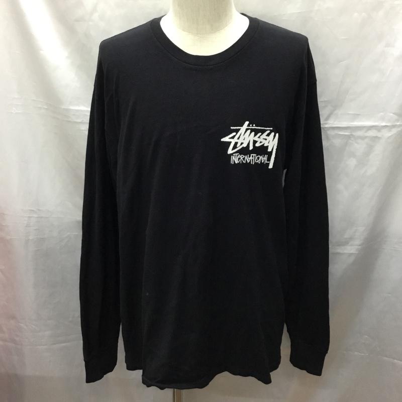 ステューシー STUSSY カットソー 長袖 長袖カットソー クルーネックカットソー ロングスリーブカットソー プリントTシャツ L ロゴ、文字 黒 / ブラック /  メンズ USED 古着 中古 10114146