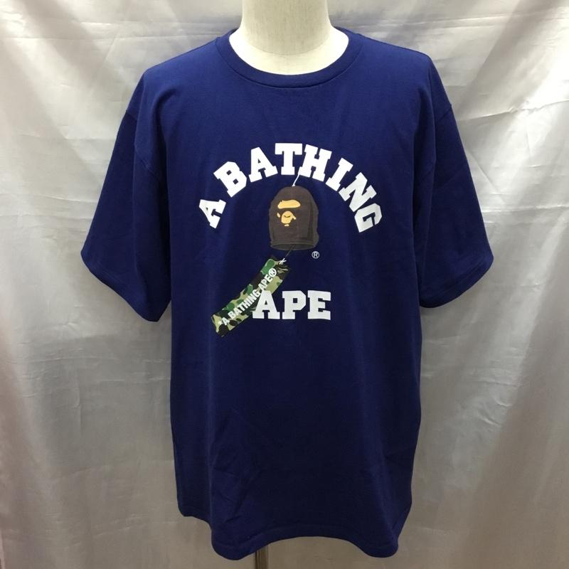 アベイシングエイプ A BATHING APE Tシャツ 半袖 JAPANESE WIND CHIMES COLLEGE TEE 風鈴 XL プリント 紺 / ネイビー /  メンズ USED 古着 中古 10117076