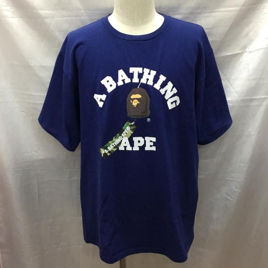 アベイシングエイプ A BATHING APE Tシャツ 半袖 JAPANESE WIND CHIMES COLLEGE TEE 風鈴 XL プリント 紺 / ネイビー /  メンズ USED 古着 中古 10117076