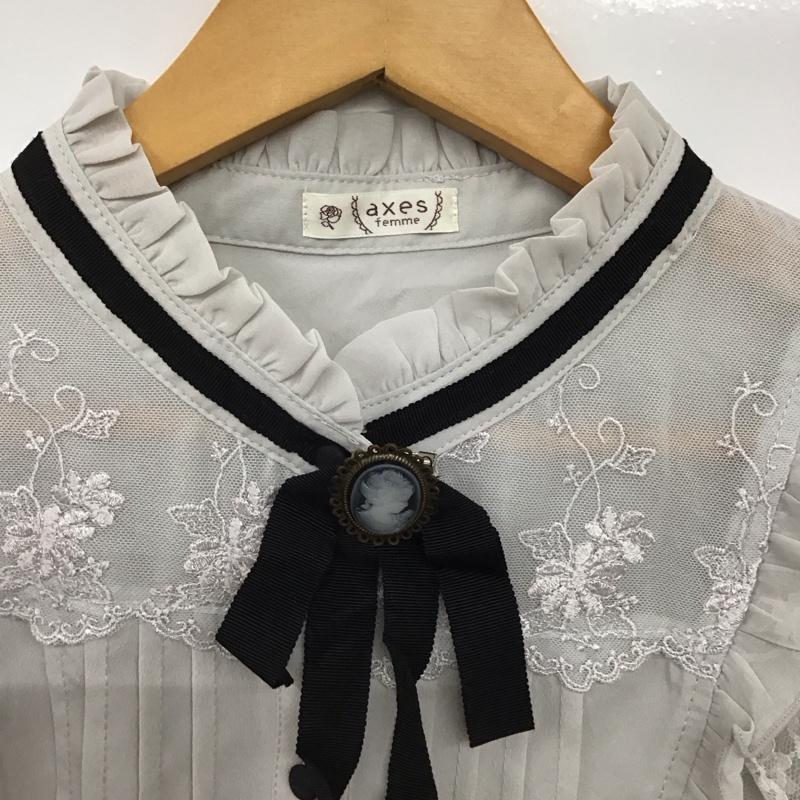 アクシーズファム axes femme シャツ、ブラウス 長袖 M 無地 灰 / グレー /  レディース USED 古着 中古 10150997