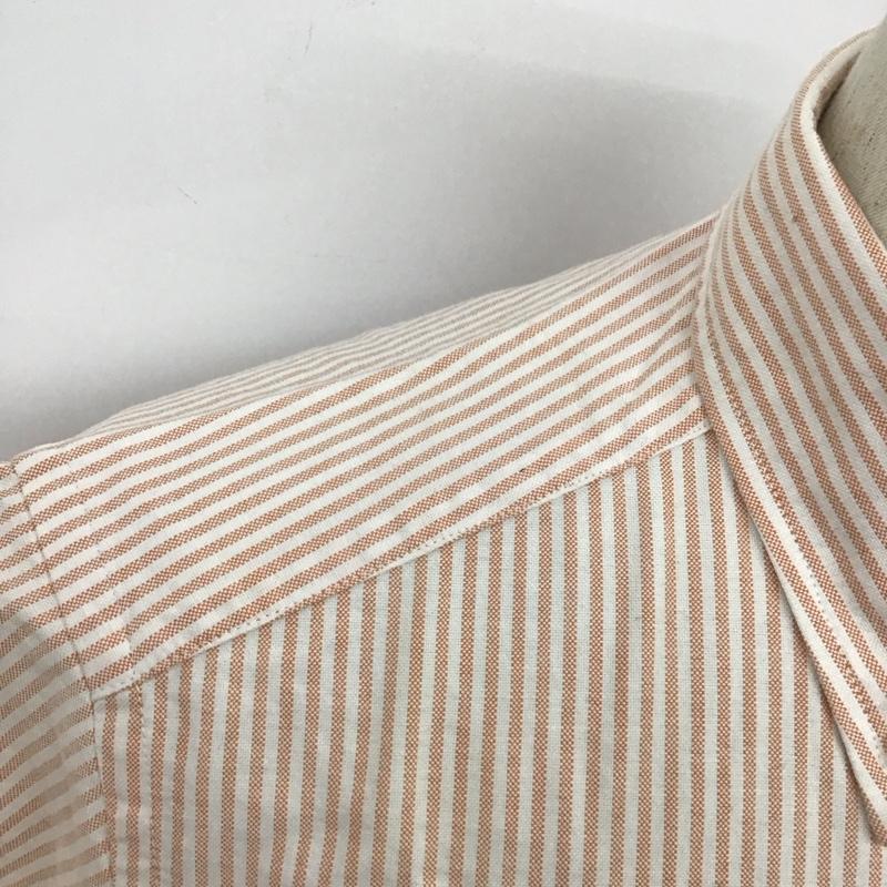 エディーバウアー Eddie Bauer シャツ、ブラウス 半袖 半袖シャツ カラーシャツ カジュアルシャツ ストライプシャツ S ストライプ 橙 / オレンジ /  メンズ USED 古着 中古 10111126