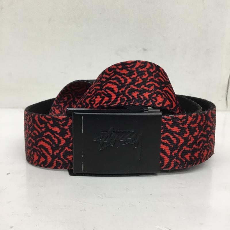 ステューシー STUSSY ベルト・バックル ベルト FREE 総柄 赤 / レッド / X 黒 / ブラック /  メンズ USED 古着 中古 10138274