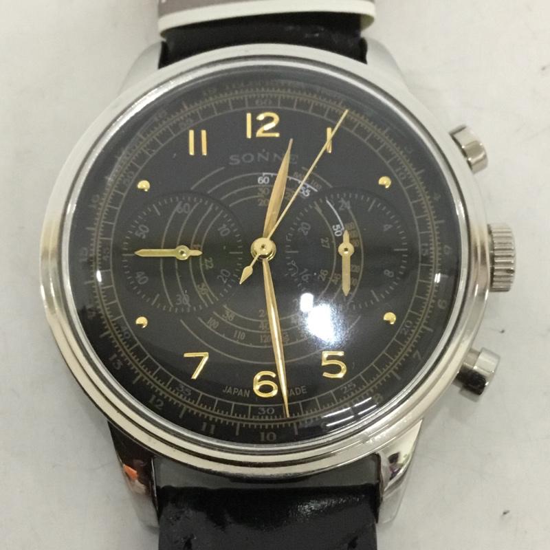 ゾンネ SONNE 腕時計 アナログ（クォーツ式） H1001 レザーベルト ロゴ、文字 黒 / ブラック /  メンズ USED 古着 中古 10129468