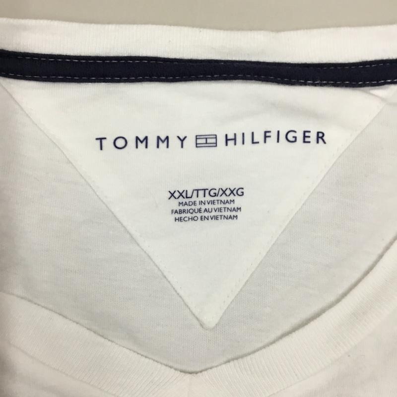 トミーヒルフィガー TOMMY HILFIGER Tシャツ 半袖 Vネック XXL ワンポイント 白 / ホワイト /  メンズ USED 古着 中古 10117175