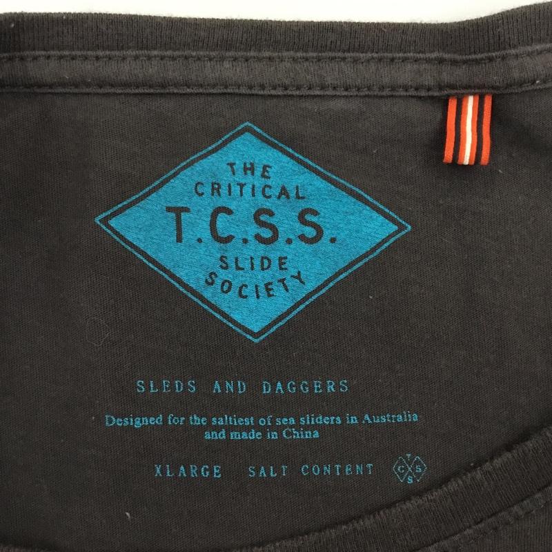 ティーシーエスエス TCSS Tシャツ 半袖 半袖カットソー プリントTシャツ クルーネックカットソー XL プリント 灰 / グレー /  メンズ USED 古着 中古 10114592