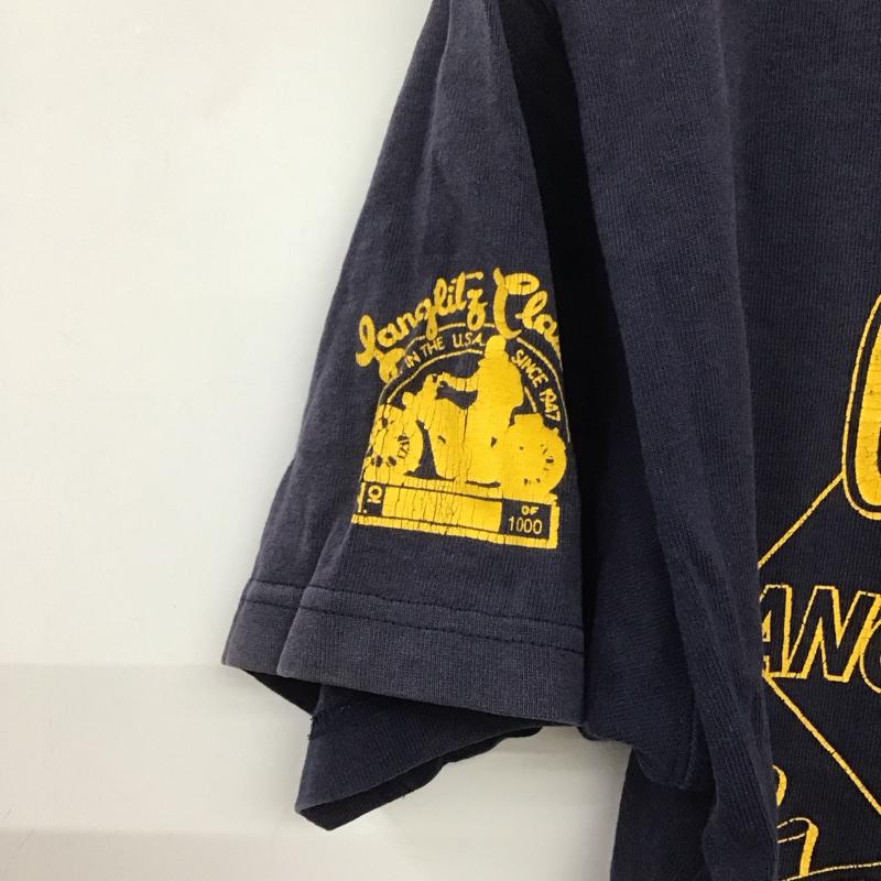 ラングリッツレザーズ Langlitz Leathers Tシャツ 半袖 半袖カットソー プリントTシャツ クルーネックカットソー プリント 紺 / ネイビー /  メンズ USED 古着 中古 10147053