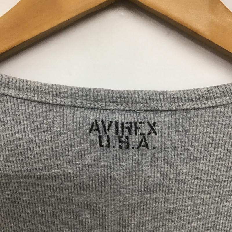 アヴィレックス AVIREX カットソー 長袖 長袖カットソー 無地カットソー クルーネック M 無地 灰 / グレー /  メンズ USED 古着 中古 10143477