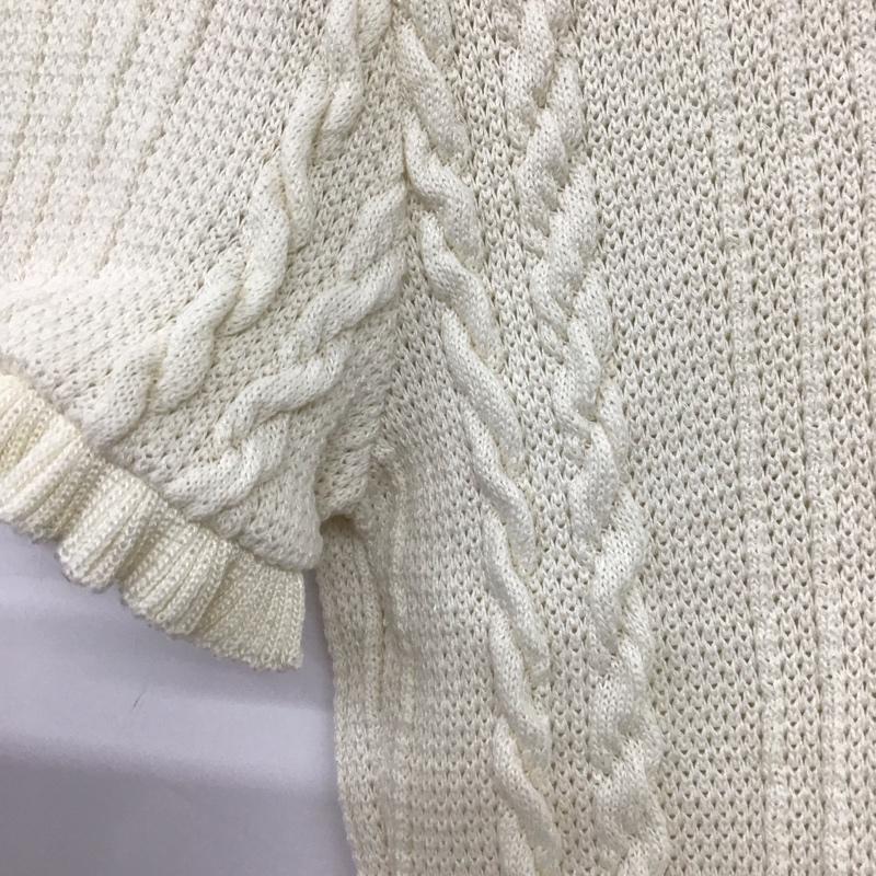 ザラ ZARA カーディガン 半袖 半袖ニットカーディガン 前ボタン リブニット ショート丈 M 総柄 アイボリー / アイボリー /  レディース USED 古着 中古 10147674