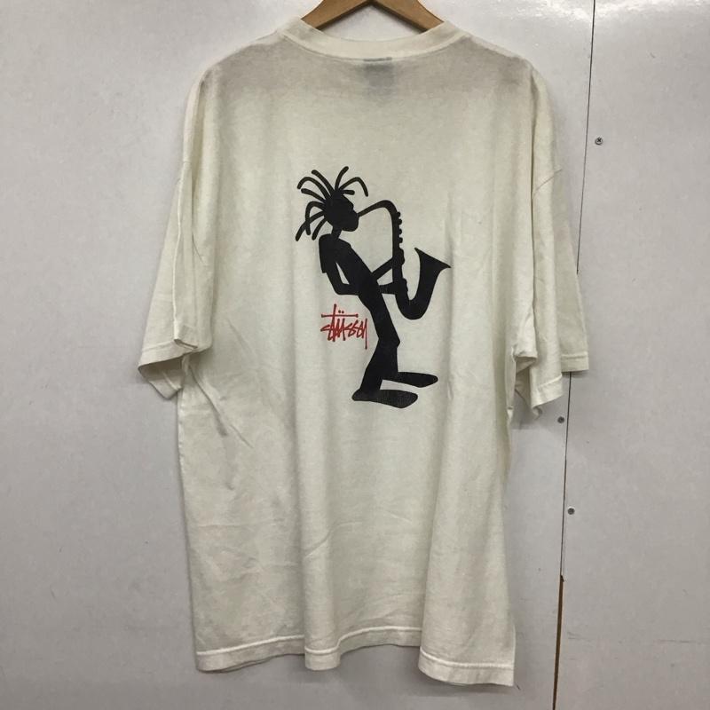 ステューシー STUSSY Tシャツ 半袖 半袖カットソー プリントTシャツ クルーネックカットソー XL プリント 白 / ホワイト /  メンズ USED 古着 中古 10142963
