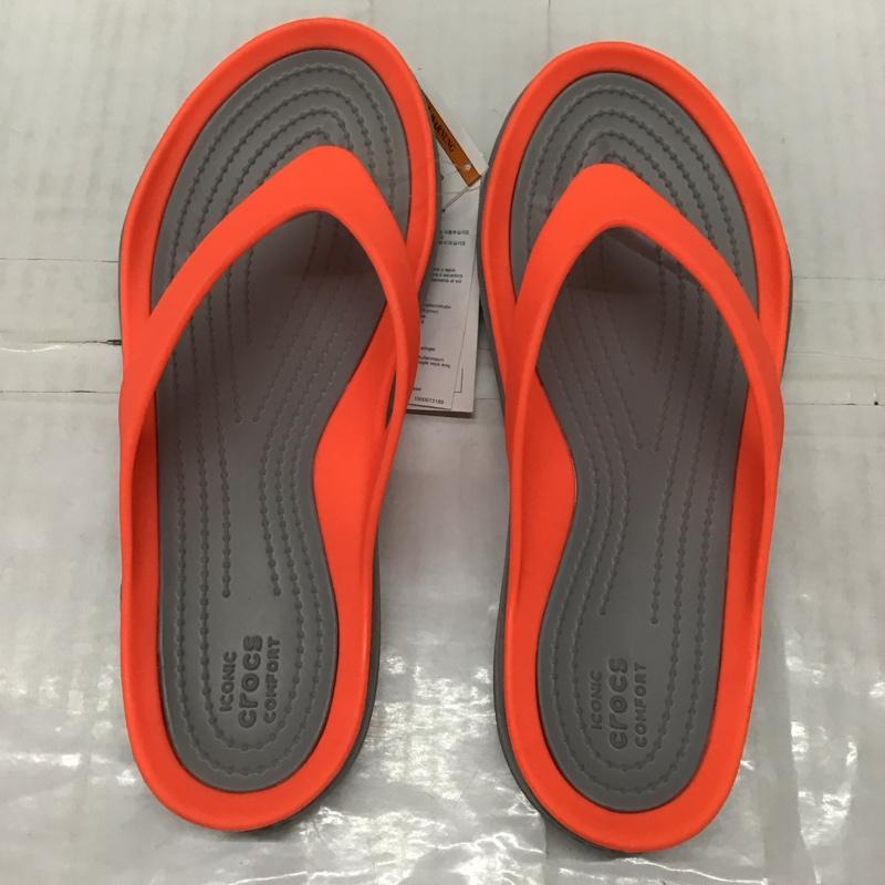 クロックス crocs サンダル サンダル 204974-6PK Swiftwater Flips 23cm ビーチサンダル 23.0cm 無地 灰 / グレー / X 橙 / オレンジ /  レディース USED 古着 中古 10134172