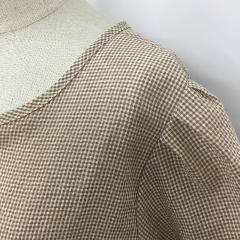 メルロー merlot ワンピース ロングスカート ギンガムチェック 半袖 前開き チェック 白 / ホワイト / X 茶 / ブラウン /  レディース USED 古着 中古 10116078
