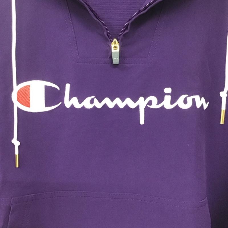 チャンピオン Campion パーカー 長袖 CW-QSC02 パーカー ジャケット アノラック ハーフジップ M ロゴ、文字 X プリント 紫 / パープル /  レディース USED 古着 中古 10133143