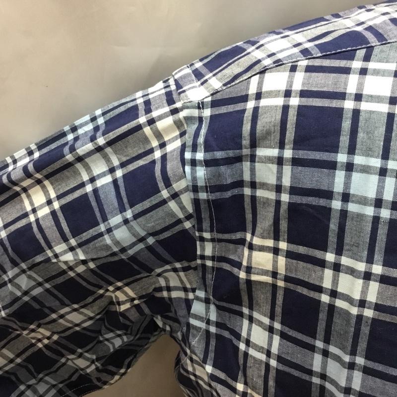ブルックスブラザーズ BROOKS BROTHERS シャツ、ブラウス 長袖 ボタンダウン 胸ポケット M チェック 紺 / ネイビー / X 白 / ホワイト / X 青 / ブルー /  メンズ USED 古着 中古 10111597
