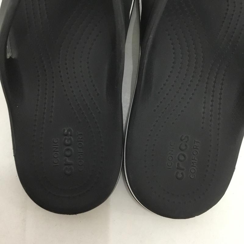 クロックス crocs サンダル サンダル ビーチサンダル トングサンダル M7 W9 ロゴ、文字 黒 / ブラック /  メンズ USED 古着 中古 10150214
