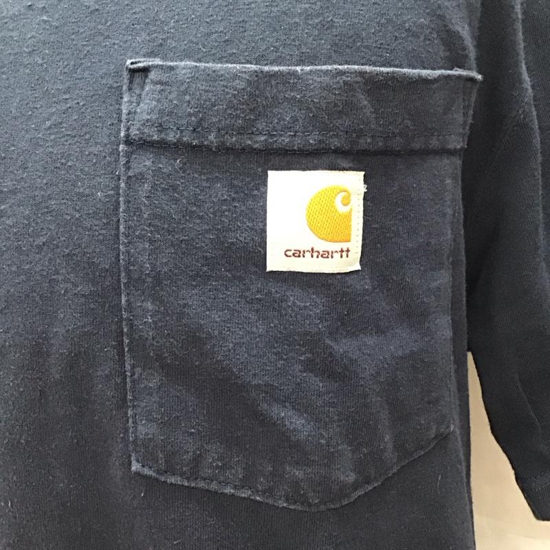 カーハート Carhartt Tシャツ 半袖 半袖カットソー プリントTシャツ クルーネックカットソー S ロゴ、文字 紺 / ネイビー /  メンズ USED 古着 中古 10116251