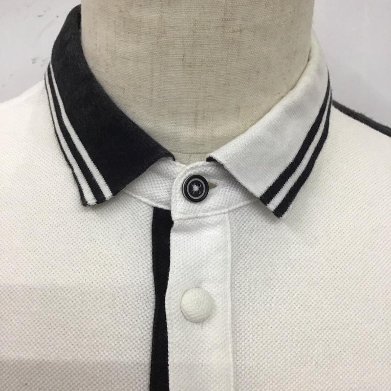 フレッドペリー FRED PERRY ポロシャツ 半袖 半袖ポロシャツ カラーシャツ 半袖カットソー L ロゴ、文字 白 / ホワイト /  メンズ USED 古着 中古 10123684