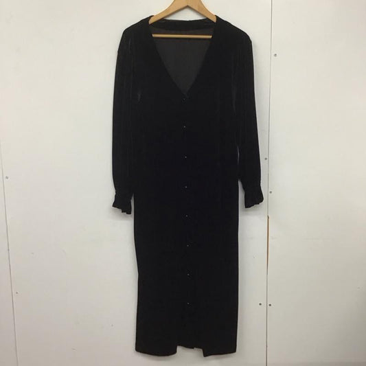 ヘザー Heather ワンピース ロングスカート HE070223TO Vネック 長袖 前開き FREE 無地 黒 / ブラック /  レディース USED 古着 中古 10144366