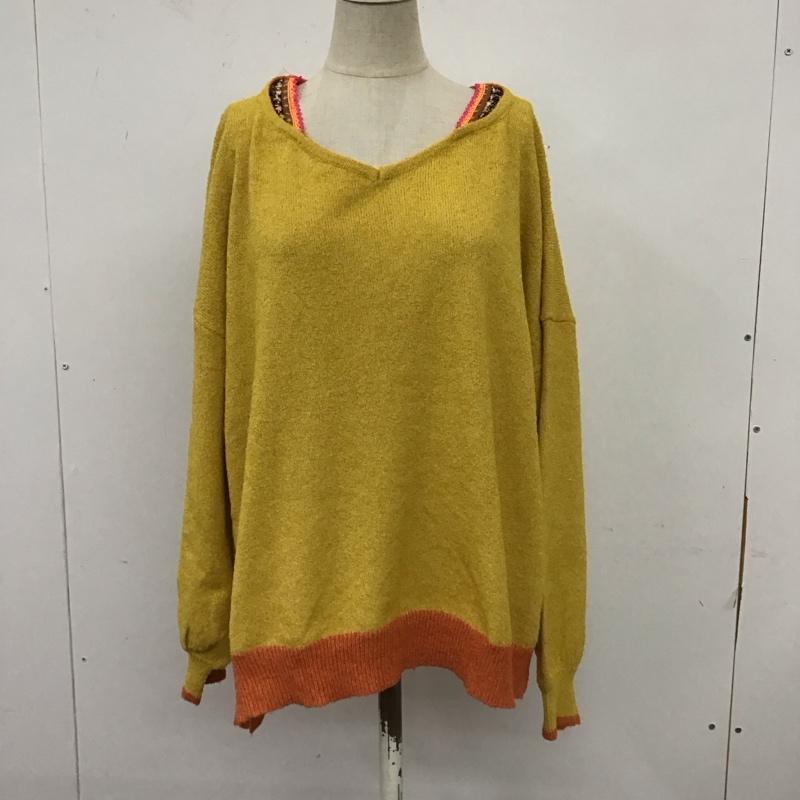 チチカカ TITICACA カットソー 長袖 長袖カットソー Vネックカットソー ロングスリーブカットソー FREE 無地 黄 / イエロー /  レディース USED 古着 中古 10116611