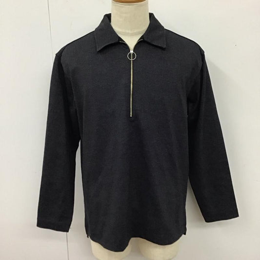 アバハウス ABAHOUSE カットソー 長袖 0037-00-20031 ハーフジップ 襟付き 48 チェック 紺 / ネイビー /  メンズ USED 古着 中古 10118328