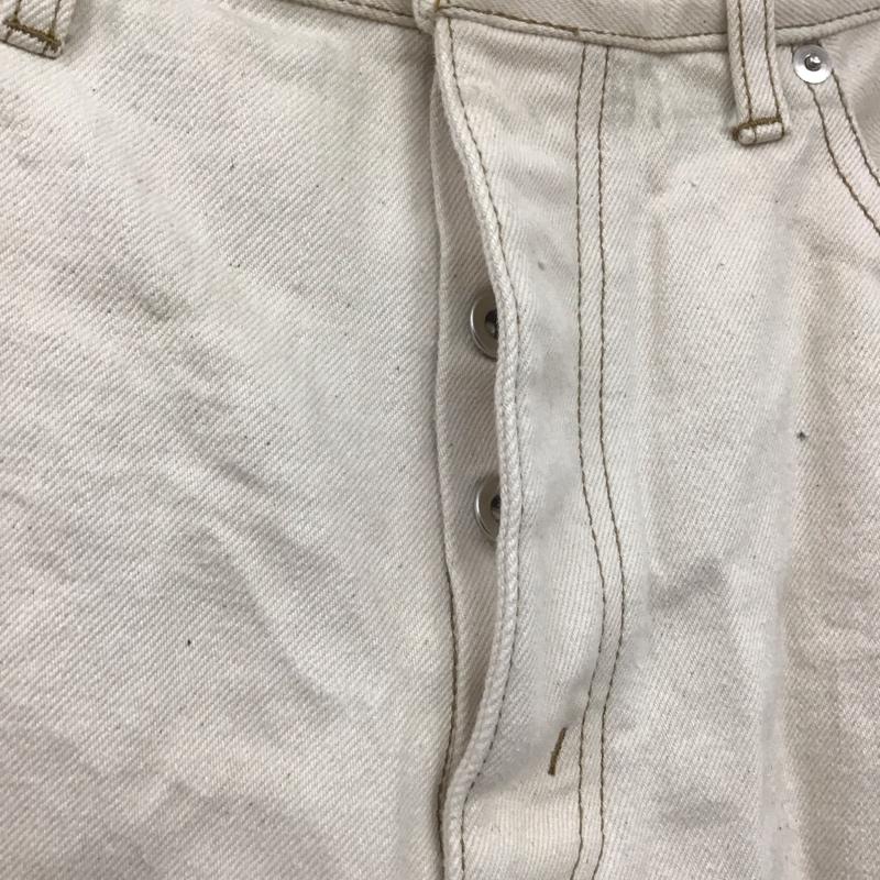 エンソウ ensou パンツ デニム、ジーンズ デニムパンツ ストレートパンツ ワイドパンツ カジュアルパンツ プリントパンツ 32インチ ロゴ、文字 白 / ホワイト /  メンズ USED 古着 中古 10112166