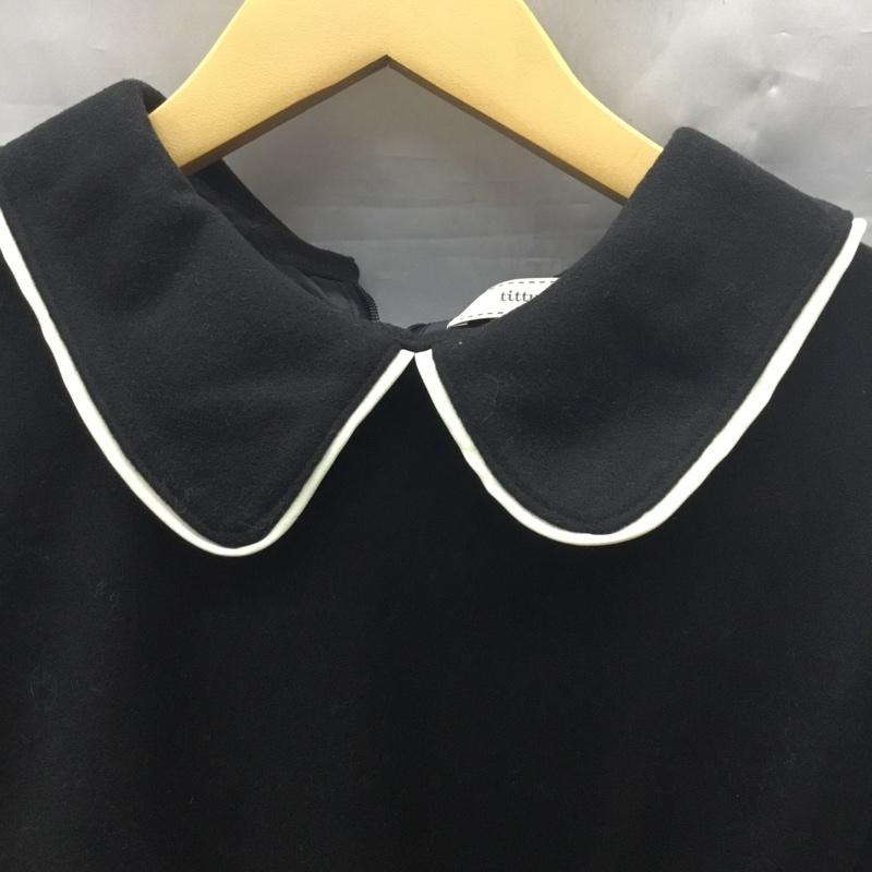 ティティーアンドコー titty&Co. ワンピース ひざ丈スカート 長袖ワンピース フレアワンピース ウエスト切り替えワンピース S 無地 黒 / ブラック /  レディース USED 古着 中古 10122177