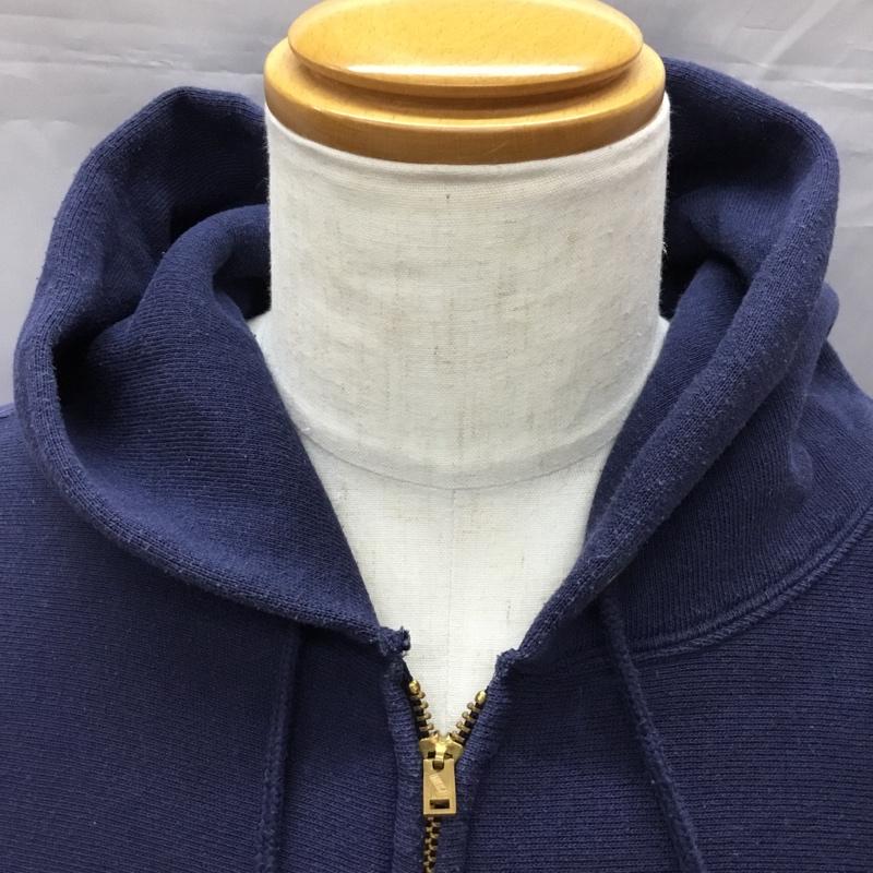 チャンピオン Champion パーカー 長袖 ジップパーカー L 無地 紺 / ネイビー /  メンズ USED 古着 中古 10113449