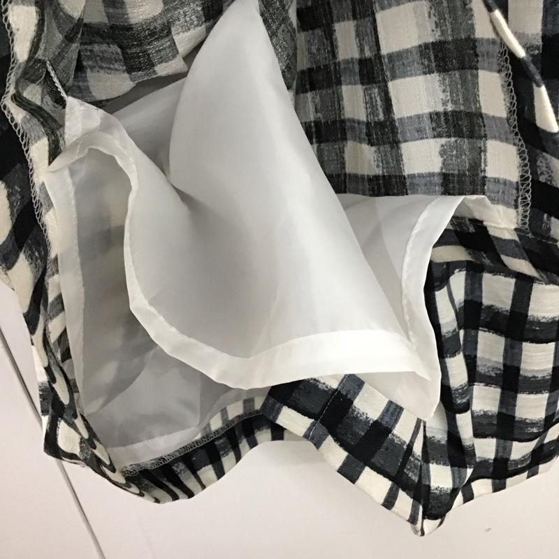 クレイサス CLATHAS ワンピース ひざ丈スカート 5410506 長袖 前開き タグ付き 38 チェック 白 / ホワイト / X 黒 / ブラック /  レディース USED 古着 中古 10117754