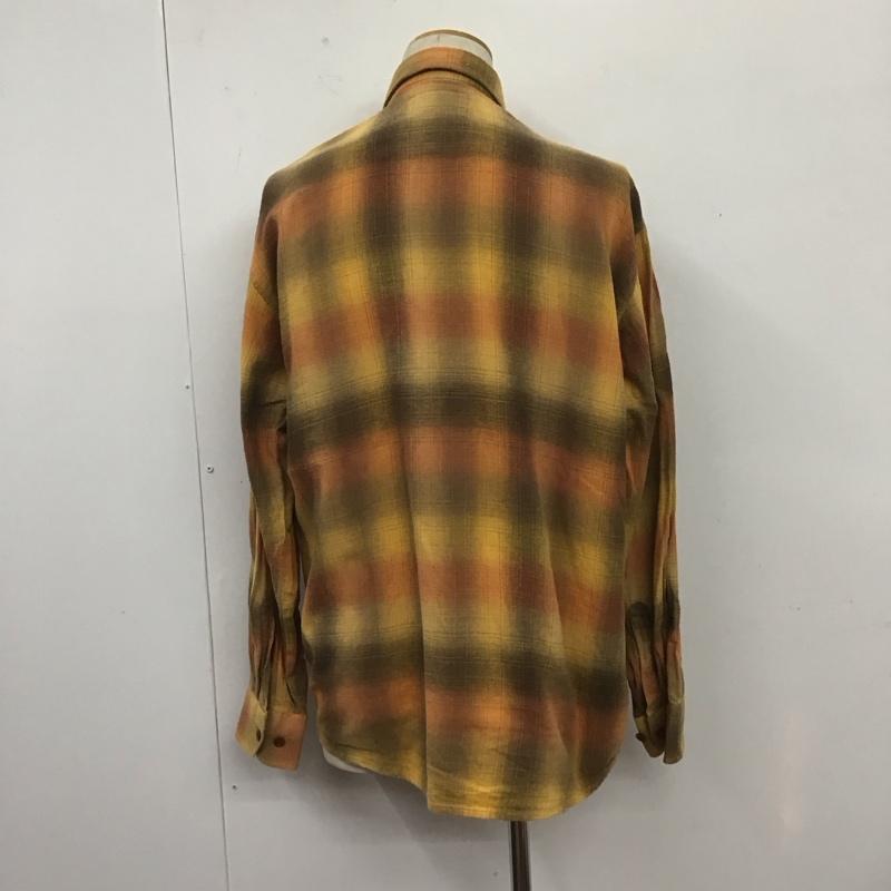 オークランド OAKLAND シャツ、ブラウス 長袖 コットン 胸ポケット L チェック 橙 / オレンジ / X 茶 / ブラウン / X 黄 / イエロー /  メンズ USED 古着 中古 10107653