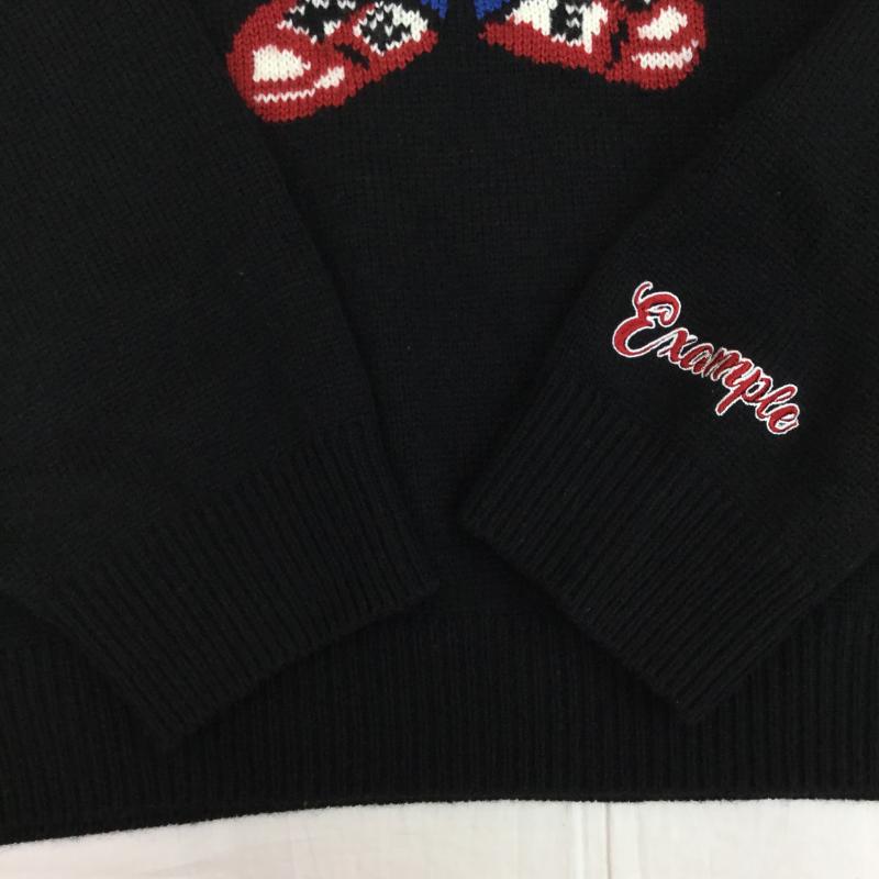 イグザンプル EXAMPLE ニット、セーター 長袖 XL キャラクター 黒 / ブラック /  メンズ USED 古着 中古 10141054