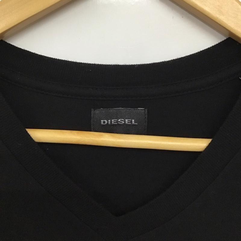 ディーゼル DIESEL Tシャツ 半袖 半袖カットソー 無地Tシャツ Vネックカットソー M 無地 黒 / ブラック /  メンズ USED 古着 中古 10132174