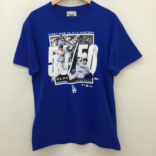 ユーズドクロージング used clothes Tシャツ 半袖 Fanatics 大谷翔平 50-50 記念Tシャツ DODGERS M プリント 青 / ブルー /  メンズ USED 古着 中古 10148476