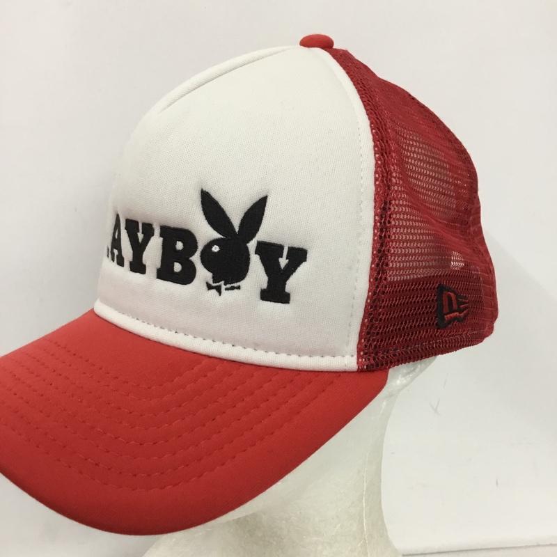 ニューエラ NEW ERA 帽子 キャップ PLAY BOY メッシュキャップ ロゴ、文字 赤 / レッド /  メンズ USED 古着 中古 10133926