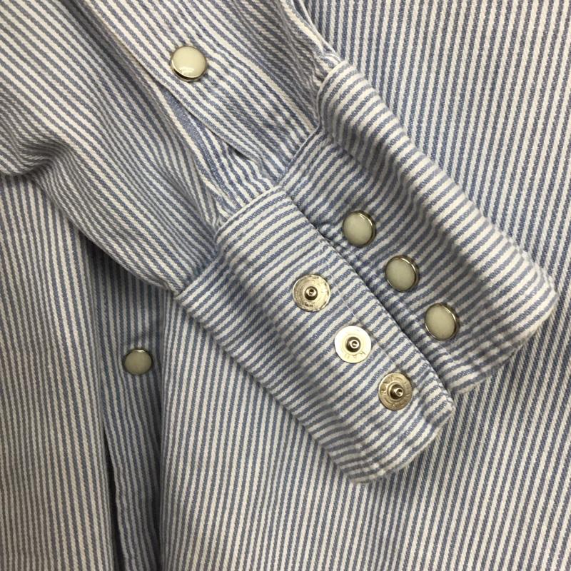 ラングラー Wrangler シャツ、ブラウス 長袖 長袖シャツ ヒッコリーシャツ ノーカラーシャツ 70s 80s ストライプ 白 / ホワイト / X 水色 / ライトブルー /  メンズ USED 古着 中古 10132633